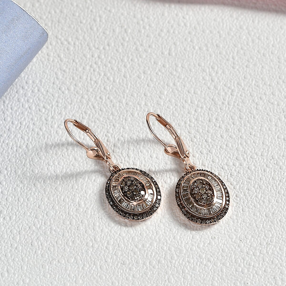 D'Joy Natural Champagne Diamond 1.00 ctw Earrings in 18K Vermeil Rose Gold Over Sterling Silver image number 1