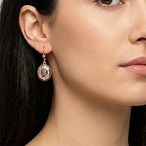 D'Joy Natural Champagne Diamond 1.00 ctw Earrings in 18K Vermeil Rose Gold Over Sterling Silver