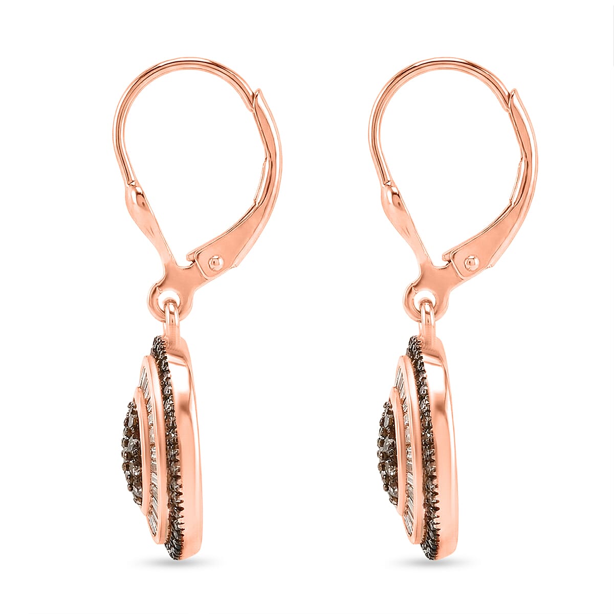 D'Joy Natural Champagne Diamond 1.00 ctw Earrings in 18K Vermeil Rose Gold Over Sterling Silver image number 3