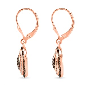 D'Joy Natural Champagne Diamond 1.00 ctw Earrings in 18K Vermeil Rose Gold Over Sterling Silver