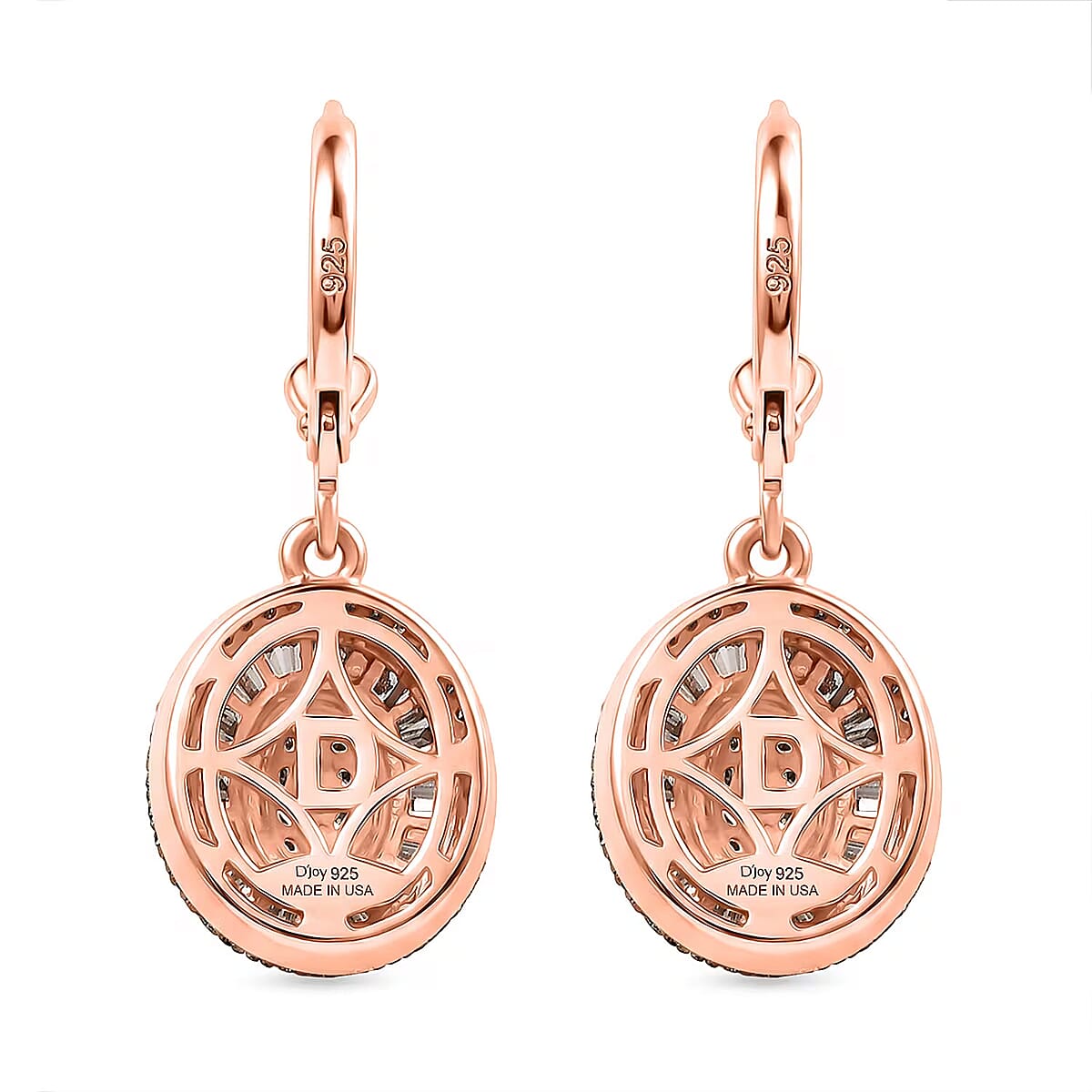 D'Joy Natural Champagne Diamond 1.00 ctw Royal Sunburst Earrings in 18K Vermeil Rose Gold Over Sterling Silver image number 6