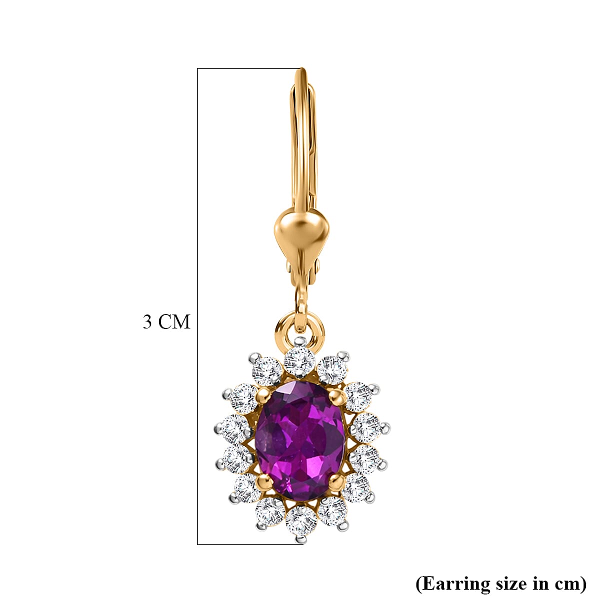 D'Joy Premium Radiant Ember Garnet and Moissanite 2.30 ctw Earrings in 18K Vermeil Yellow Gold Over Sterling Silver
