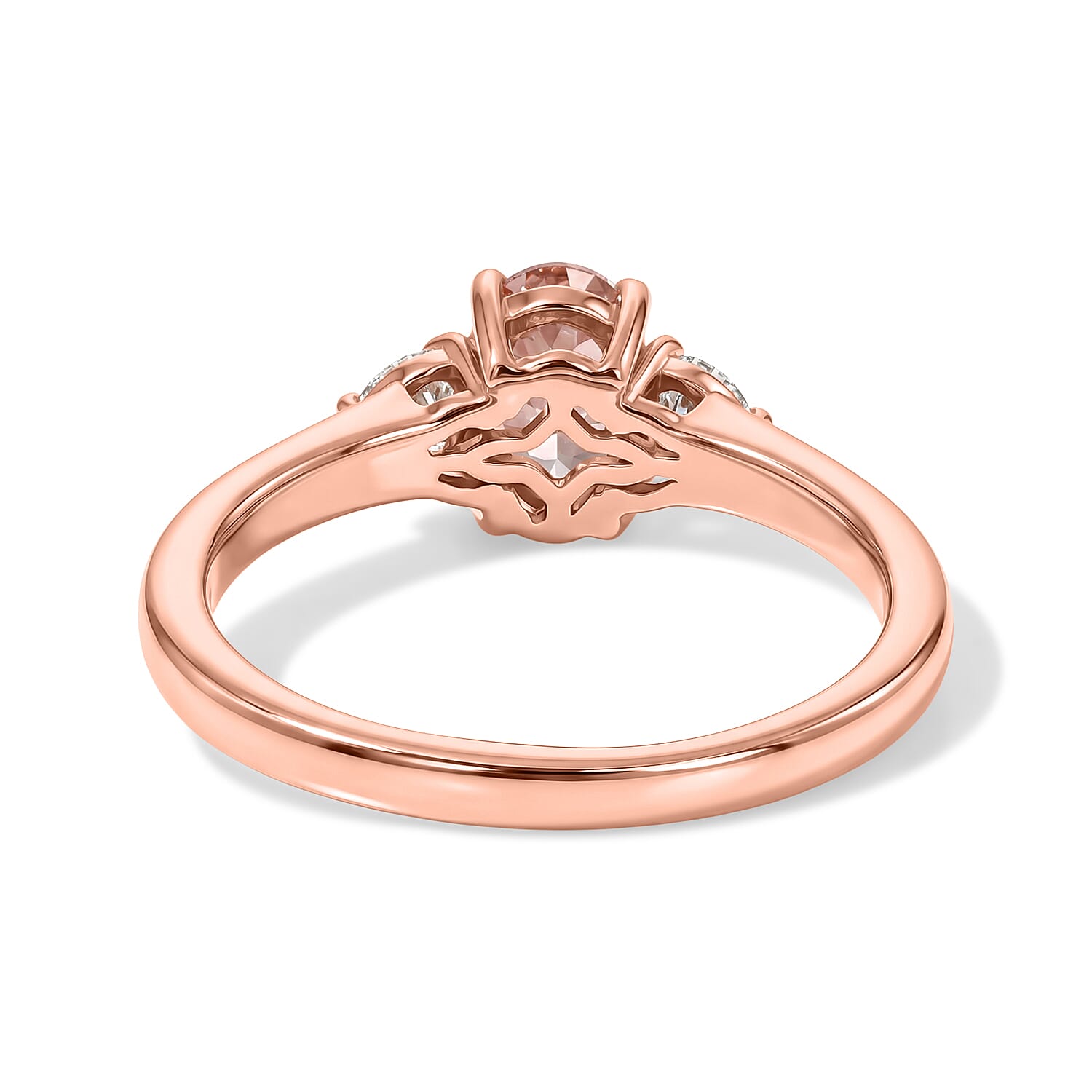 D'Joy Premium Blush Tourmaline and Moissanite 1.10 ctw Blush Promise Ring in 18K Vermeil Rose Gold Over Sterling Silver (Size 10.0)