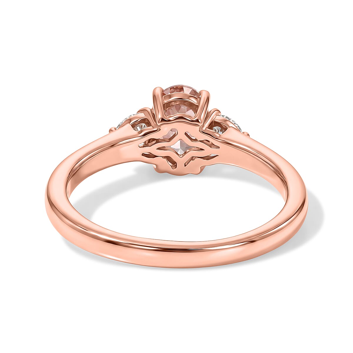 D'Joy Premium Blush Tourmaline and Moissanite 1.10 ctw Blush Promise Ring in 18K Vermeil Rose Gold Over Sterling Silver (Size 10.0) image number 4