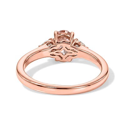 D'Joy Premium Blush Tourmaline and Moissanite 1.10 ctw Blush Promise Ring in 18K Vermeil Rose Gold Over Sterling Silver (Size 10.0)