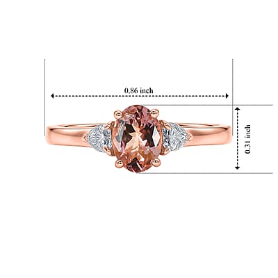 D'Joy Premium Blush Tourmaline and Moissanite 1.10 ctw Blush Promise Ring in 18K Vermeil Rose Gold Over Sterling Silver (Size 10.0)