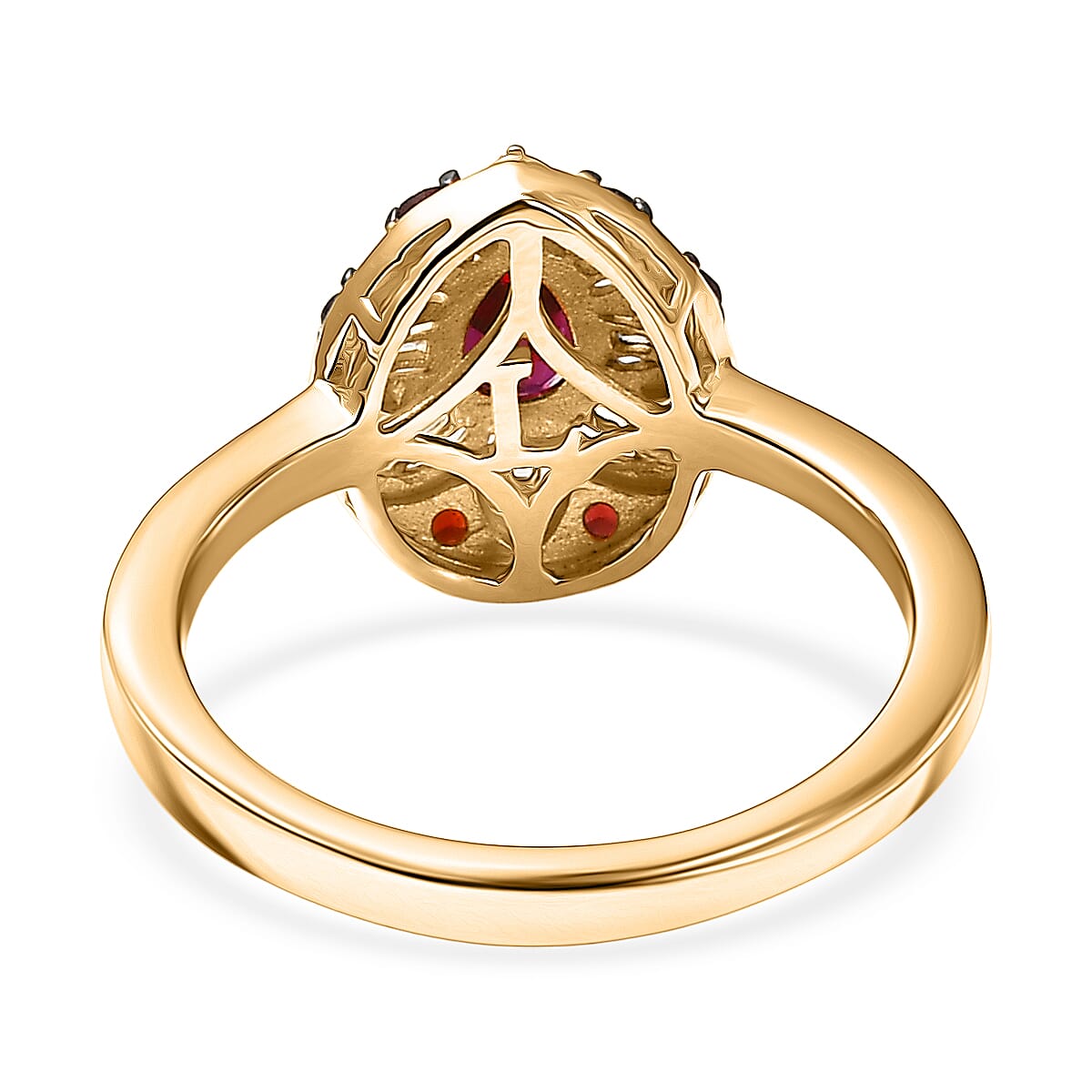 Premium Anthill Garnet and Luxuriant Lab Grown Diamond G-H SI 0.75 ctw Bloom Ring in 18K Vermeil Yellow Gold Over Sterling Silver (Size 10.0) (Del. in 5-7 Days)  image number 4