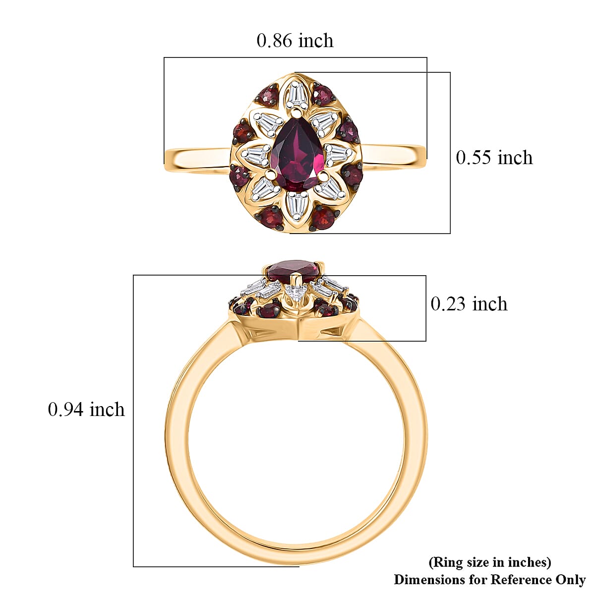 Premium Anthill Garnet and Luxuriant Lab Grown Diamond G-H SI 0.75 ctw Bloom Ring in 18K Vermeil Yellow Gold Over Sterling Silver (Size 10.0) (Del. in 5-7 Days)  image number 5