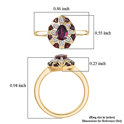 Premium Anthill Garnet and Luxuriant Lab Grown Diamond G-H SI 0.75 ctw Bloom Ring in 18K Vermeil Yellow Gold Over Sterling Silver (Size 9.0)