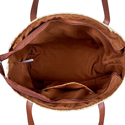 Passage Blooming Rose Handcrafted Ribbon Embroidered Straw Tote Bag
