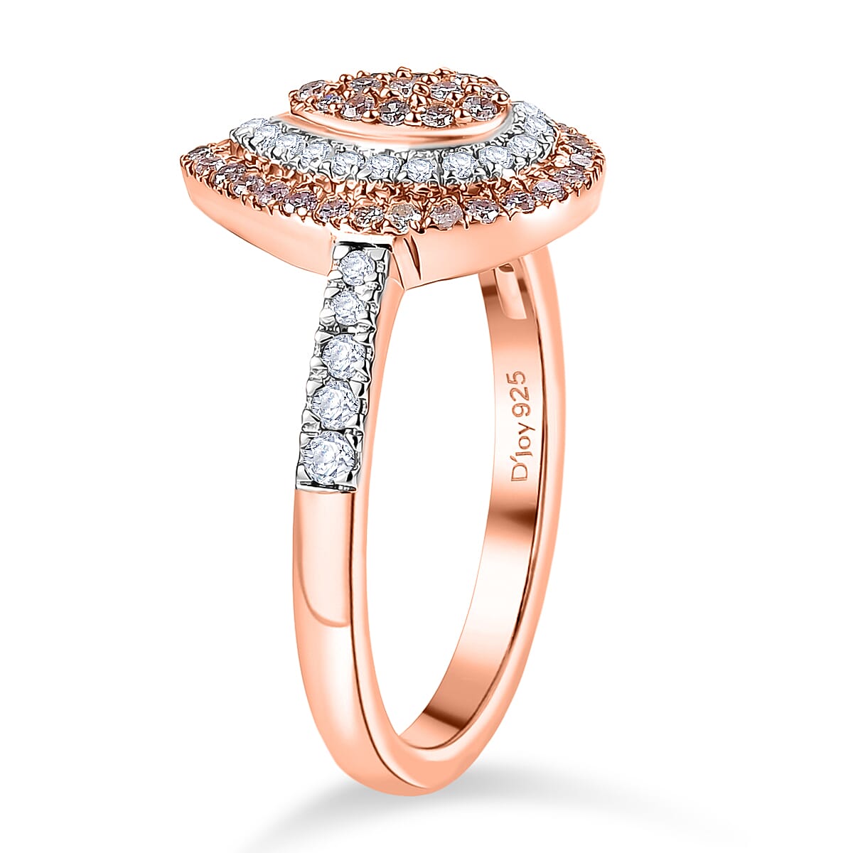 D'Joy Natural Pink and White Diamond (I3) 0.50 ctw Endless Love Drop Ring in 18K Vermeil Rose Gold Over Sterling Silver (Size 10.0) image number 3