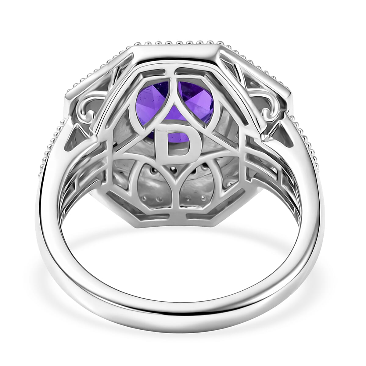 D'Joy Premium Lusaka Amethyst and Multi Gemstone 2.50 ctw Bloom Citadel Ring in Rhodium Over Sterling Silver (Size 9.0) image number 4