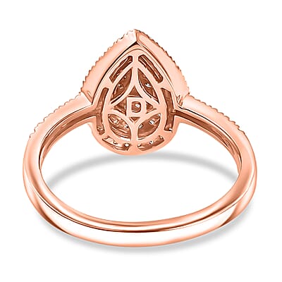 D'Joy Natural Pink and White Diamond I3 0.50 ctw Endless Love Drop Ring in 18K Vermeil Rose Gold Over Sterling Silver (Size 7.0)
