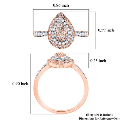 D'Joy Natural Pink and White Diamond I3 0.50 ctw Endless Love Drop Ring in 18K Vermeil Rose Gold Over Sterling Silver (Size 7.0)