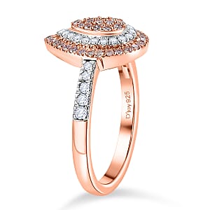D'Joy Natural Pink and White Diamond I3 0.50 ctw Endless Love Drop Ring in 18K Vermeil Rose Gold Over Sterling Silver (Size 8.0)