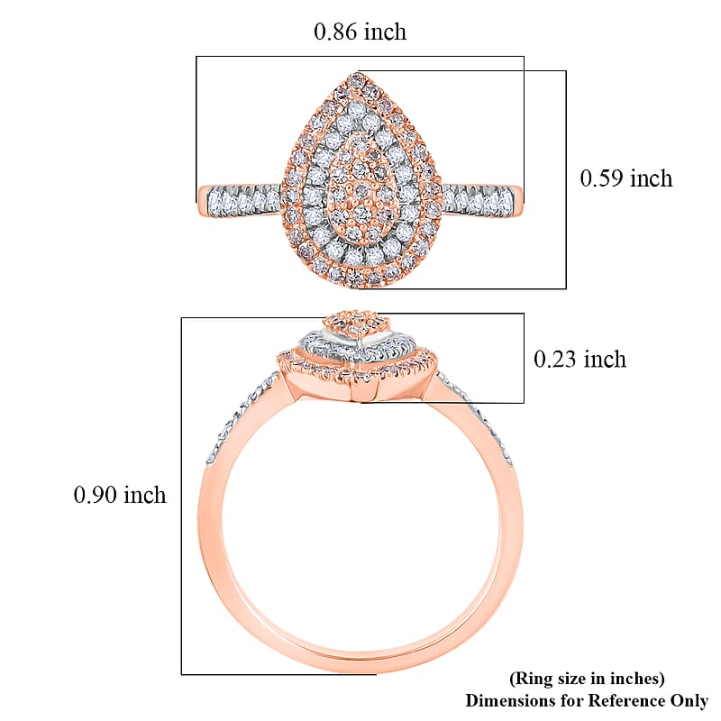 D'Joy Natural Pink and White Diamond (I3) 0.50 ctw Endless Love Drop Ring in 18K Vermeil Rose Gold Over Sterling Silver (Size 9.0)