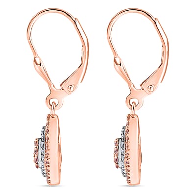 D'Joy Natural Pink and White Diamond I3 0.50 ctw Endless Love Drop Earrings in 18K Vermeil Rose Gold Over Sterling Silver