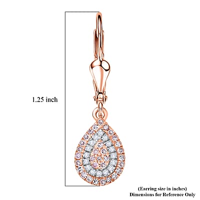 D'Joy Natural Pink and White Diamond I3 0.50 ctw Endless Love Drop Earrings in 18K Vermeil Rose Gold Over Sterling Silver
