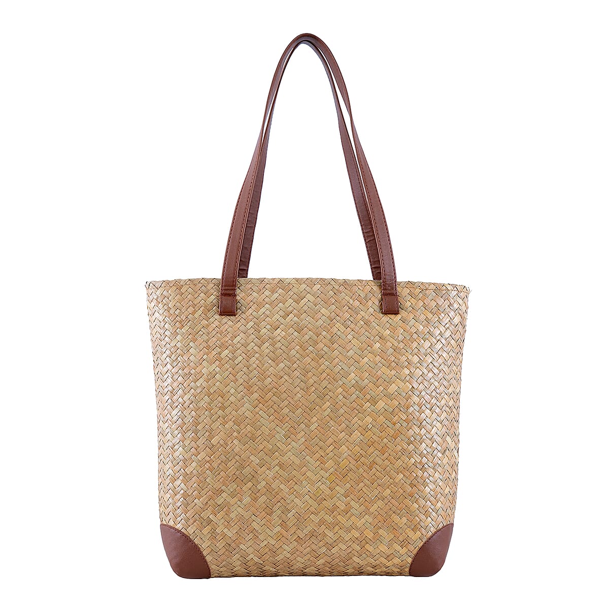 Passage Bluebird & Hydrangea Handcrafted Ribbon Embroidered Straw Tote Bag image number 5