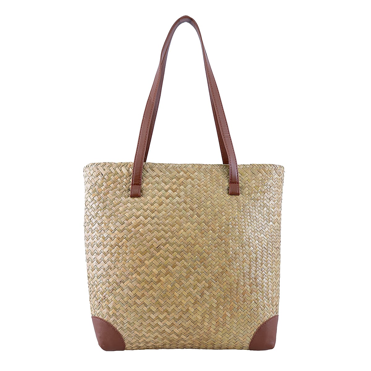 Passage Lotus & Dragonefly Handcrafted Ribbon Embroidered Straw Tote Bag image number 5