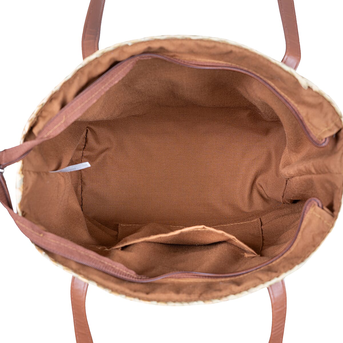 Passage Lotus & Dragonefly Handcrafted Ribbon Embroidered Straw Tote Bag image number 7