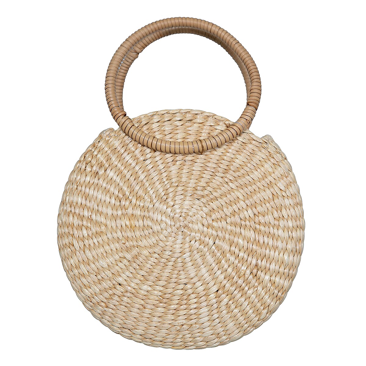 Passage Blue Flower Handcrafted Ribbon Embroidered Straw Round Shoulder Bag with Matching Earrings Set image number 6
