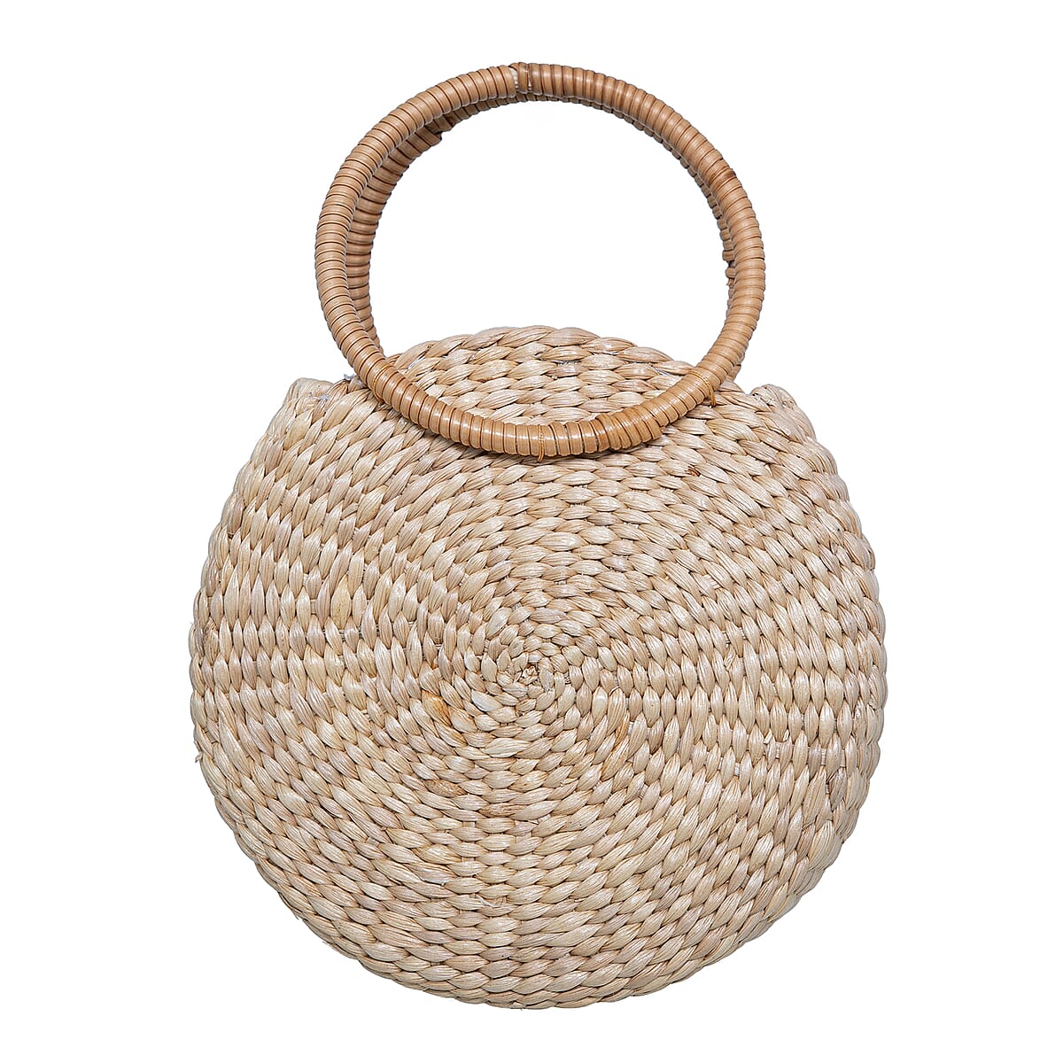 Passage Blush Pink Flower Handcrafted Ribbon Embroidered Straw Round Shoulder Bag with Matching Earrings Set image number 6