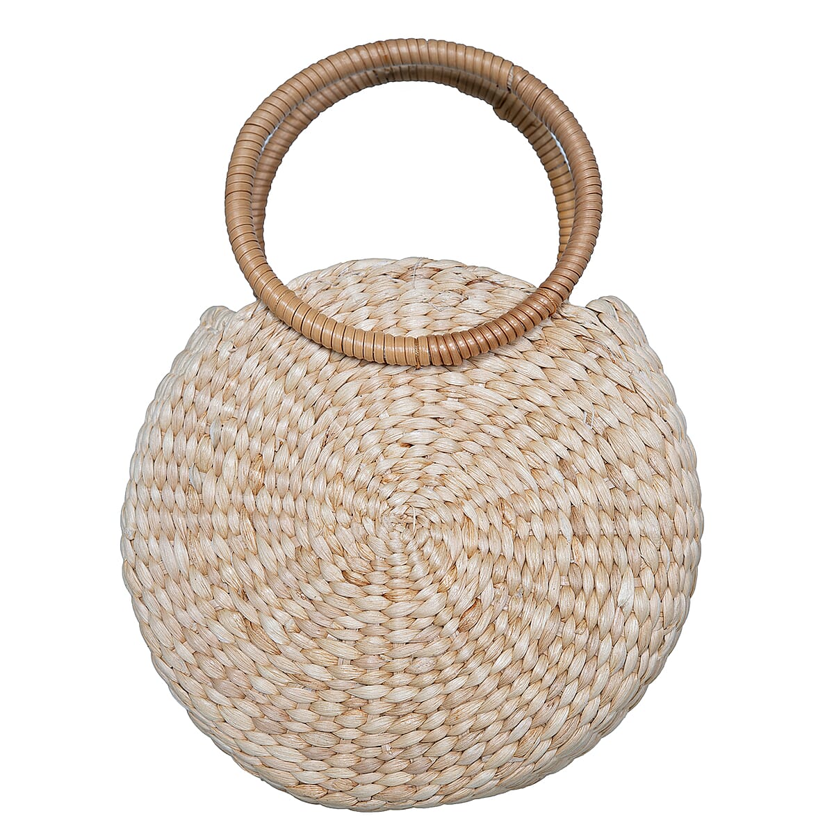 Passage White Flower Handcrafted Ribbon Embroidered Straw Round Shoulder Bag with Matching Earrings Set image number 6