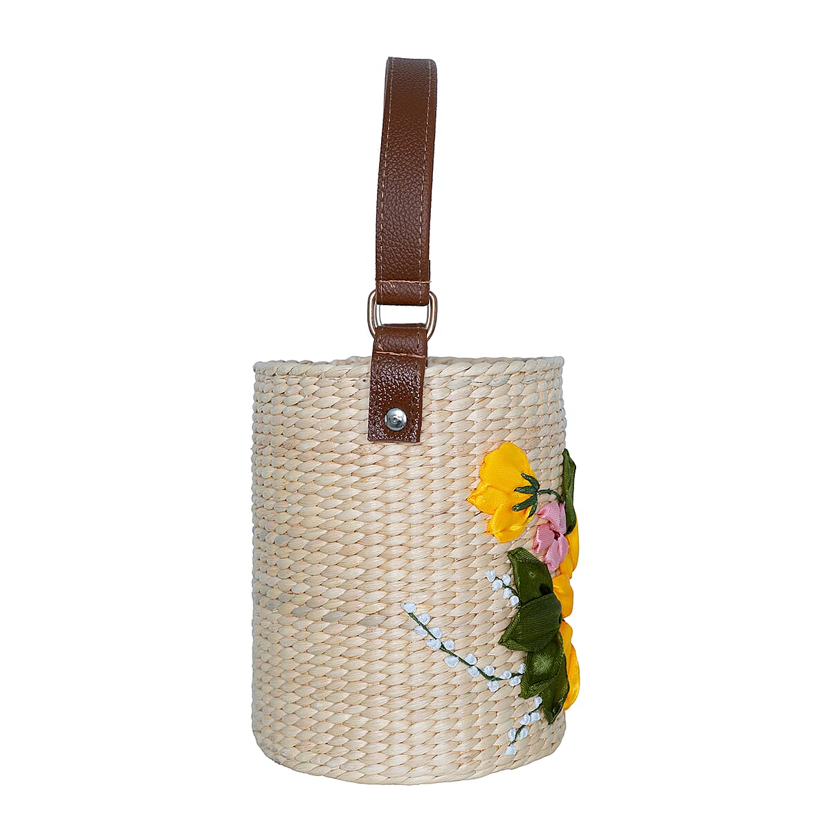 Passage Sunflower Bloom Handcrafted Ribbon Embroidered Cylinder Shoulder Bag image number 3