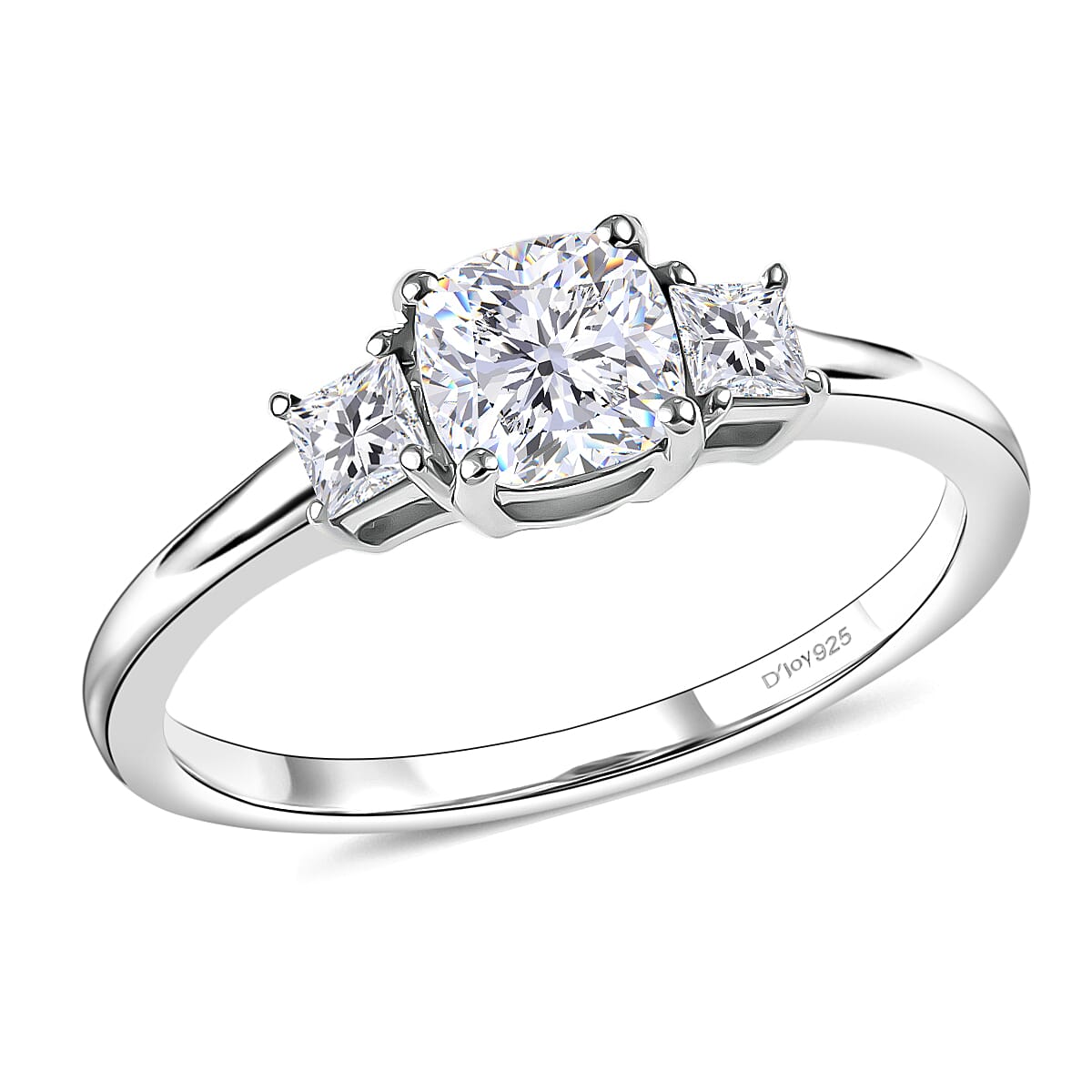 D'Joy Strontium Titanate, Moissanite Ring in Rhodium Over Sterling Silver (Size 10.0) 1.00 ctw
