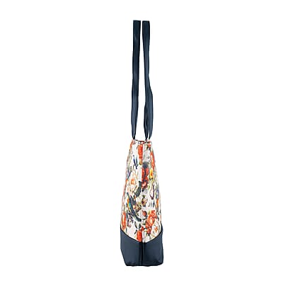Passage Multi Color Floral Print 60% Polyester, 10% Cotton, 30% Faux Leather Tote Bag