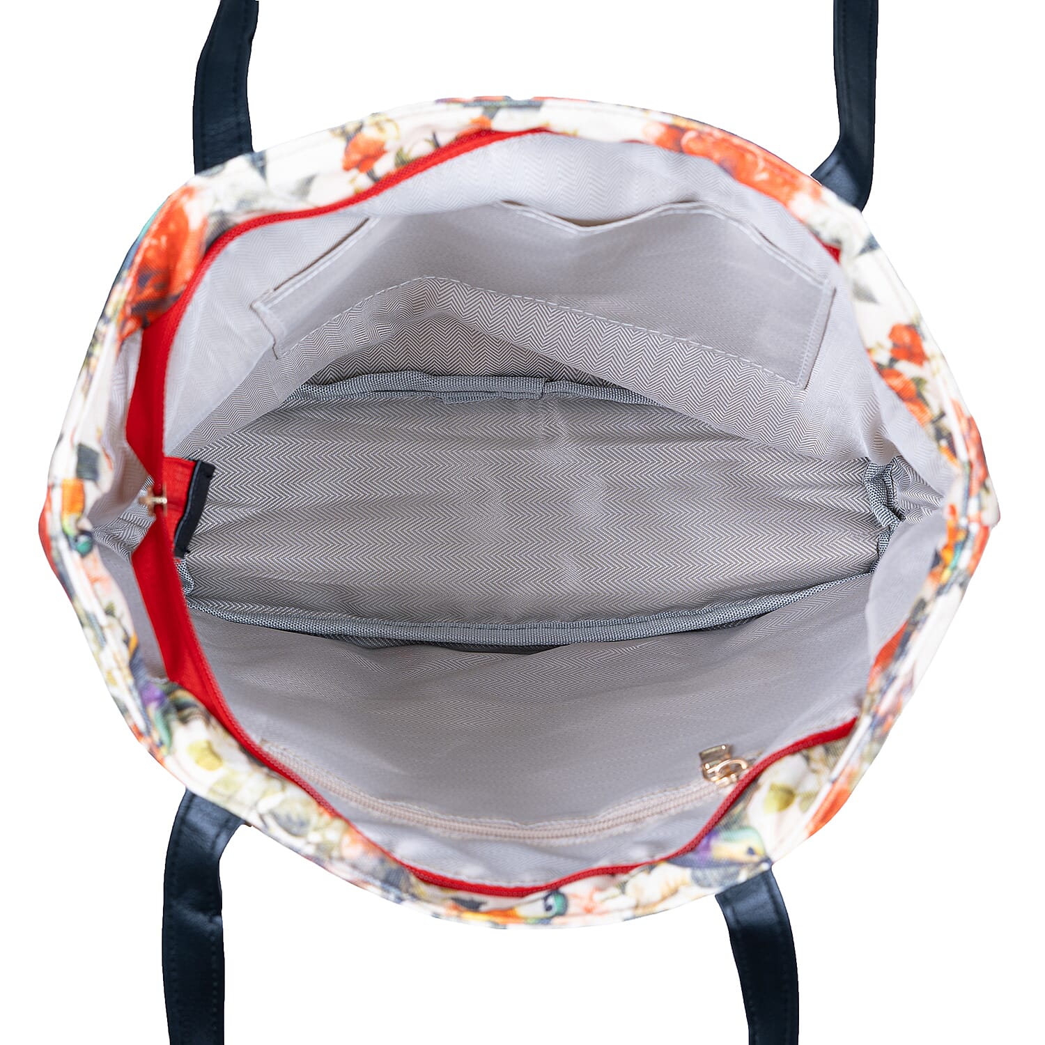 Passage Multi Color Floral Print 60% Polyester, 10% Cotton, 30% Faux Leather Tote Bag