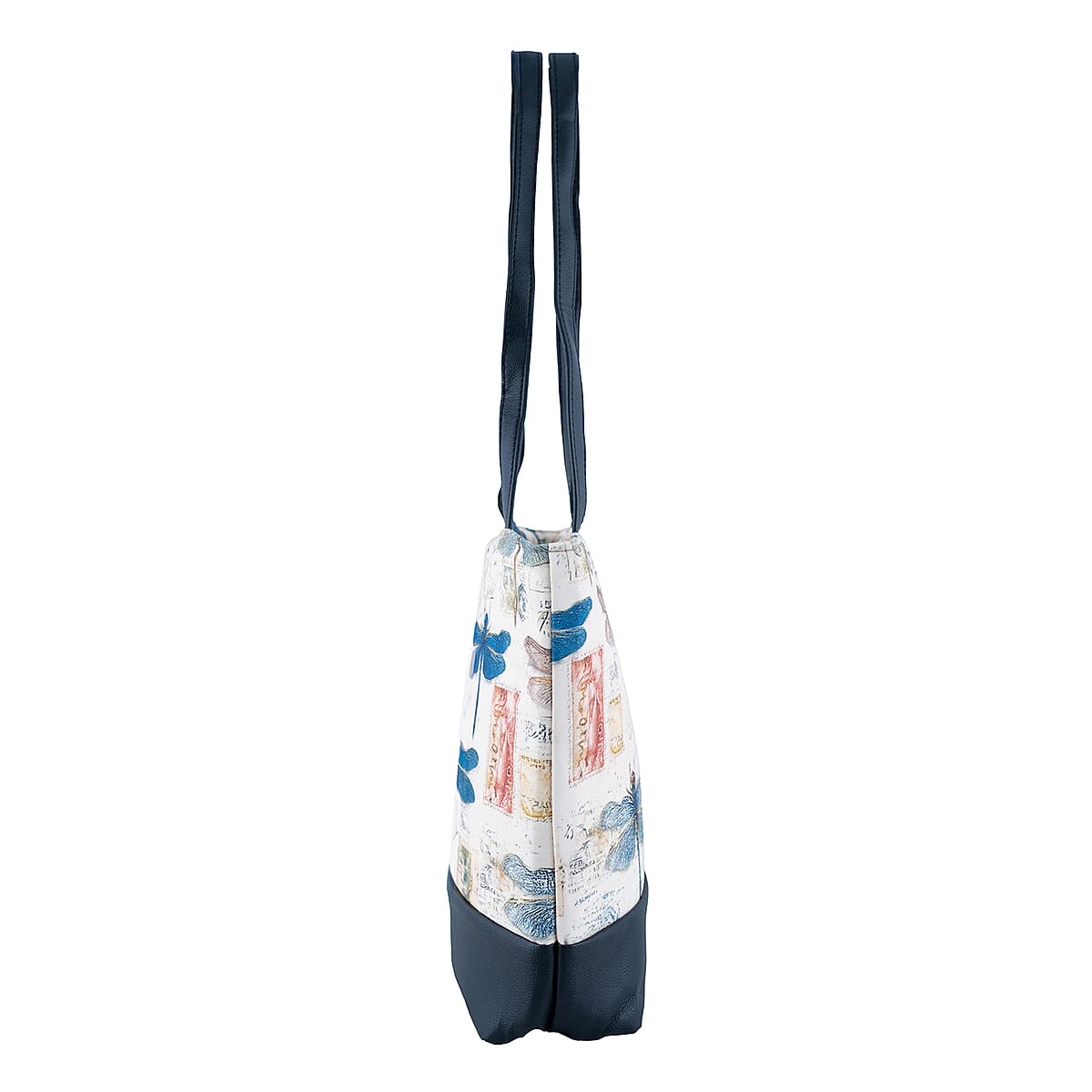 Passage Multi Color Dragonfly Print 60% Polyester, 10% Cotton, 30% Faux Leather Tote Bag image number 4