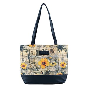Passage Multi Color Botanical Print 60% Polyester, 10% Cotton, 30% Faux Leather Tote Bag