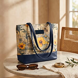 Passage Multi Color Botanical Print 60% Polyester, 10% Cotton, 30% Faux Leather Tote Bag