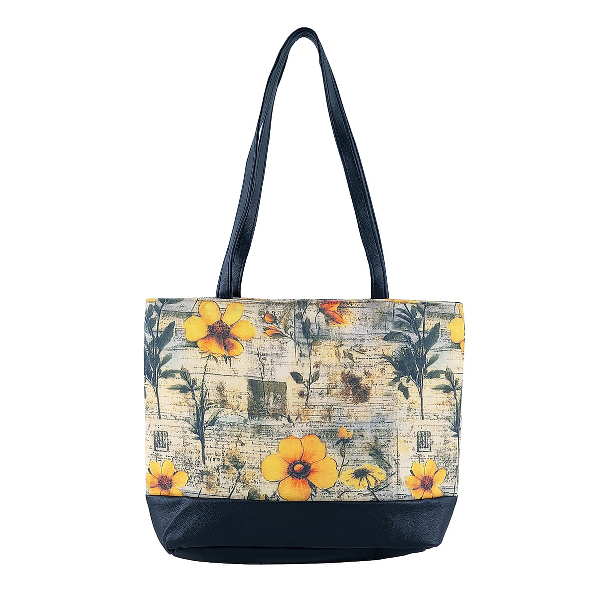 Passage Multi Color Botanical Print 60% Polyester, 10% Cotton, 30% Faux Leather Tote Bag image number 5