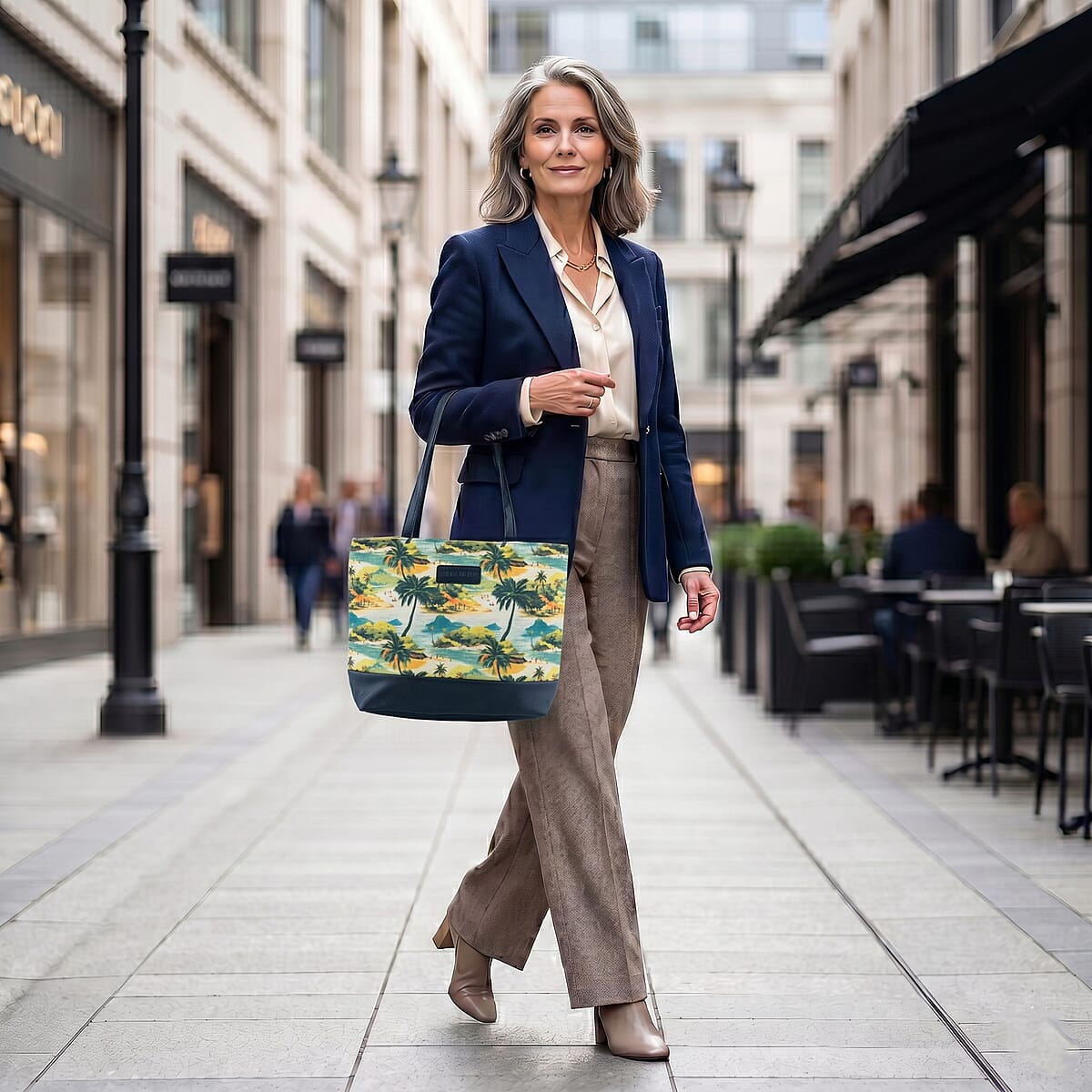 Passage Multi Color Tropical Landscape Print 60% Polyester, 10% Cotton, 30% Faux Leather Tote Bag image number 2