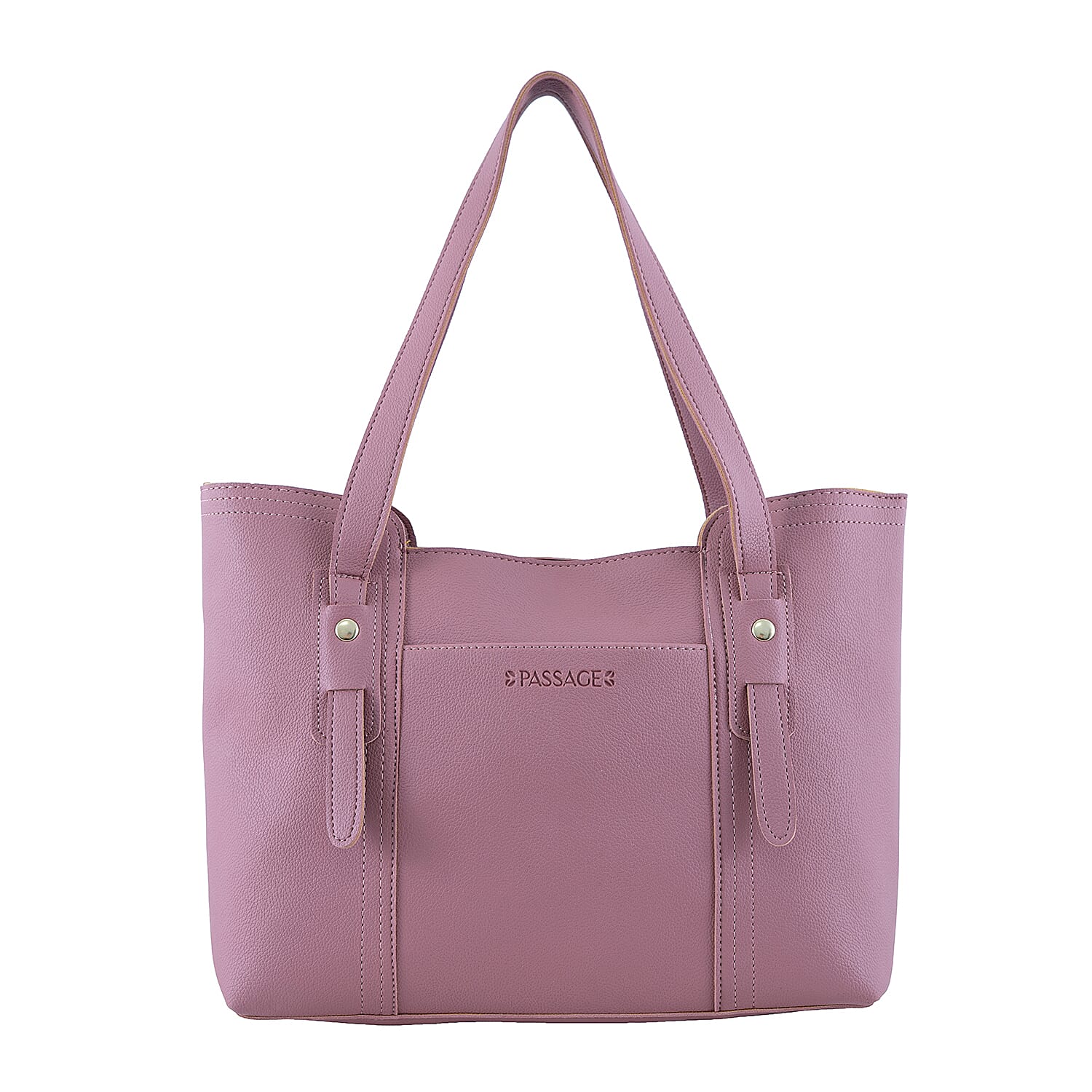 Passage Rose & Brown Structured Faux Leather Tote Bag