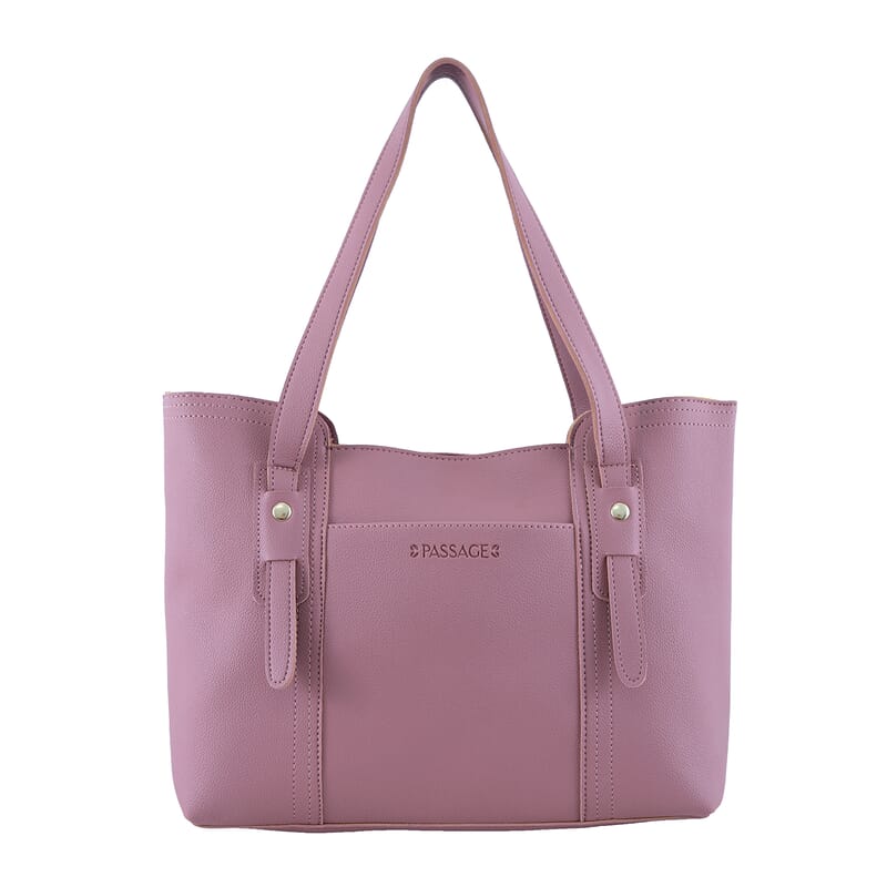 Passage Rose & Brown Structured Faux Leather Tote Bag