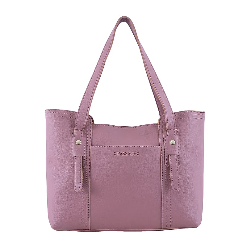 Passage Rose & Brown Structured Faux Leather Tote Bag