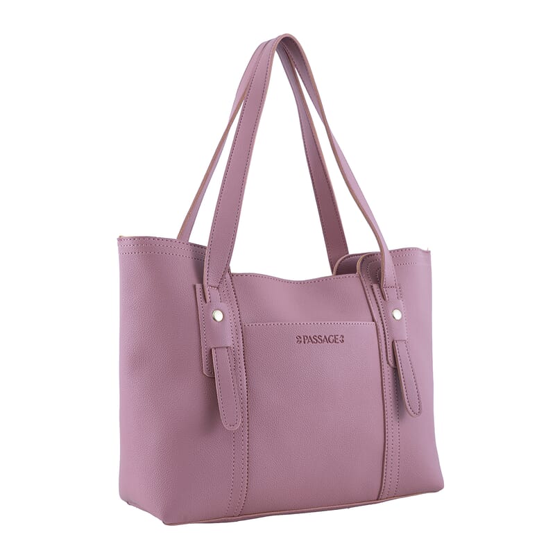 Passage Rose & Brown Structured Faux Leather Tote Bag