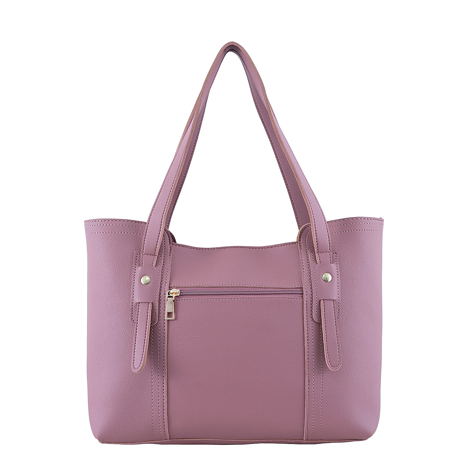 Passage Rose & Brown Structured Faux Leather Tote Bag