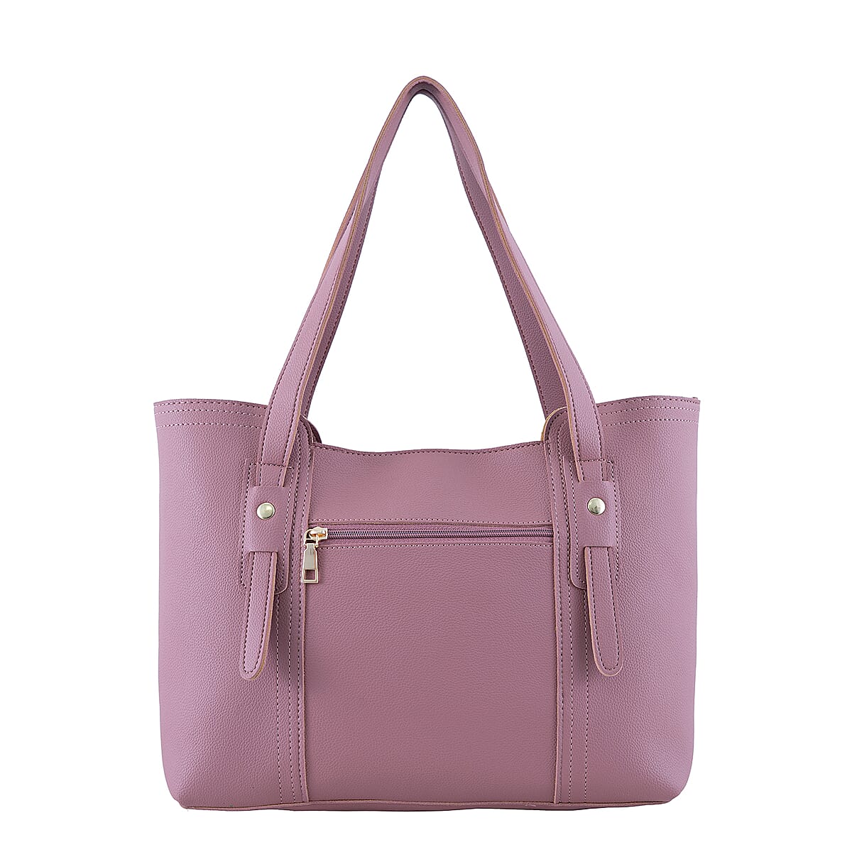Passage Rose & Brown Structured Faux Leather Tote Bag image number 5