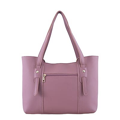 Passage Rose & Brown Structured Faux Leather Tote Bag