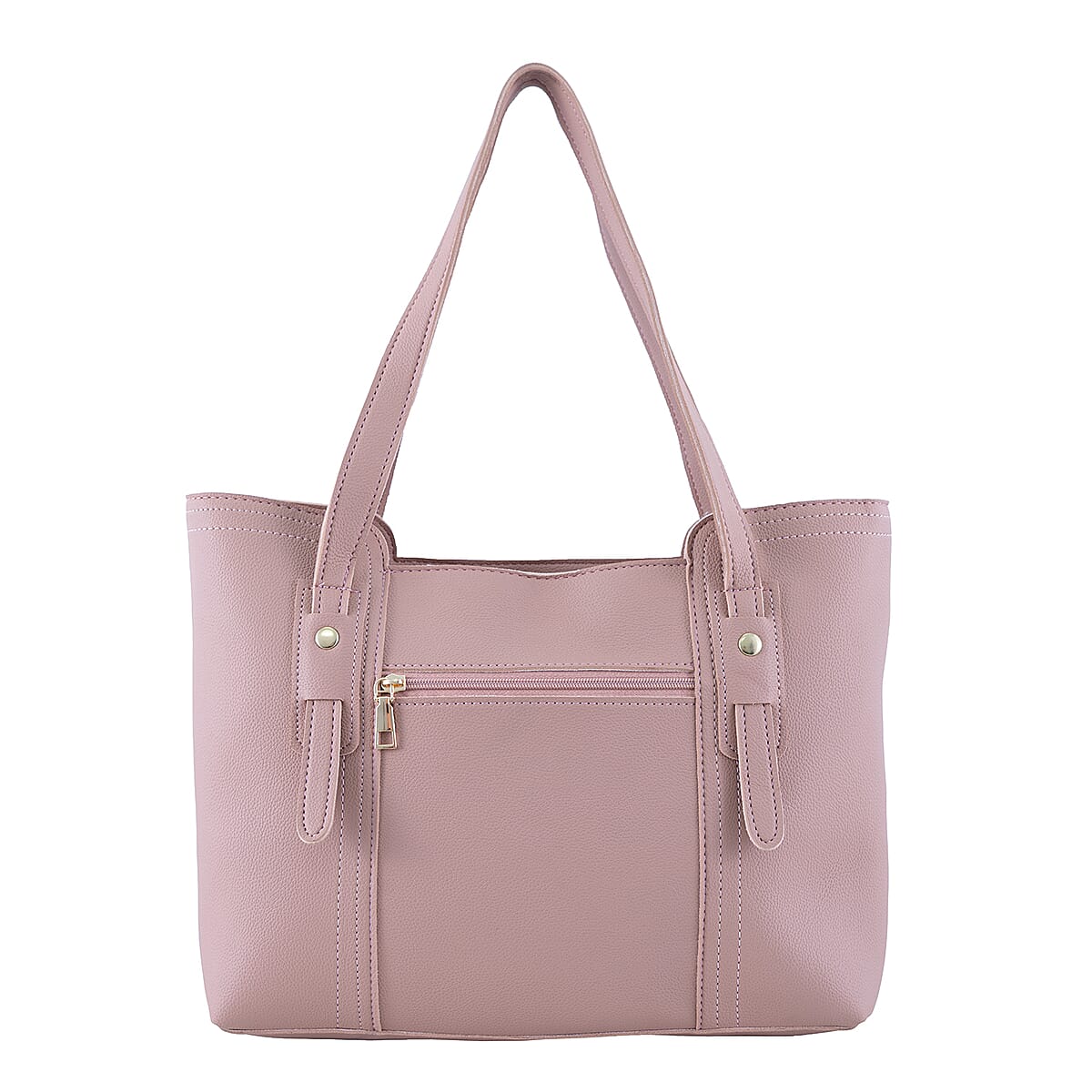 Passage Blush Pink Structured Faux Leather Tote Bag image number 5