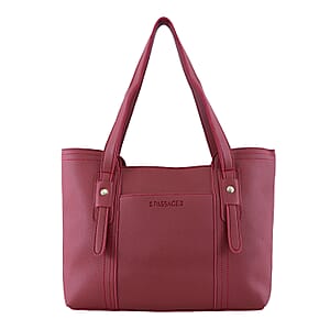 Passage Red Structured Faux Leather Tote Bag