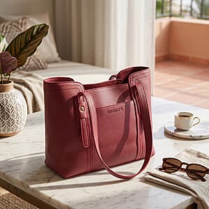 Passage Red Structured Faux Leather Tote Bag