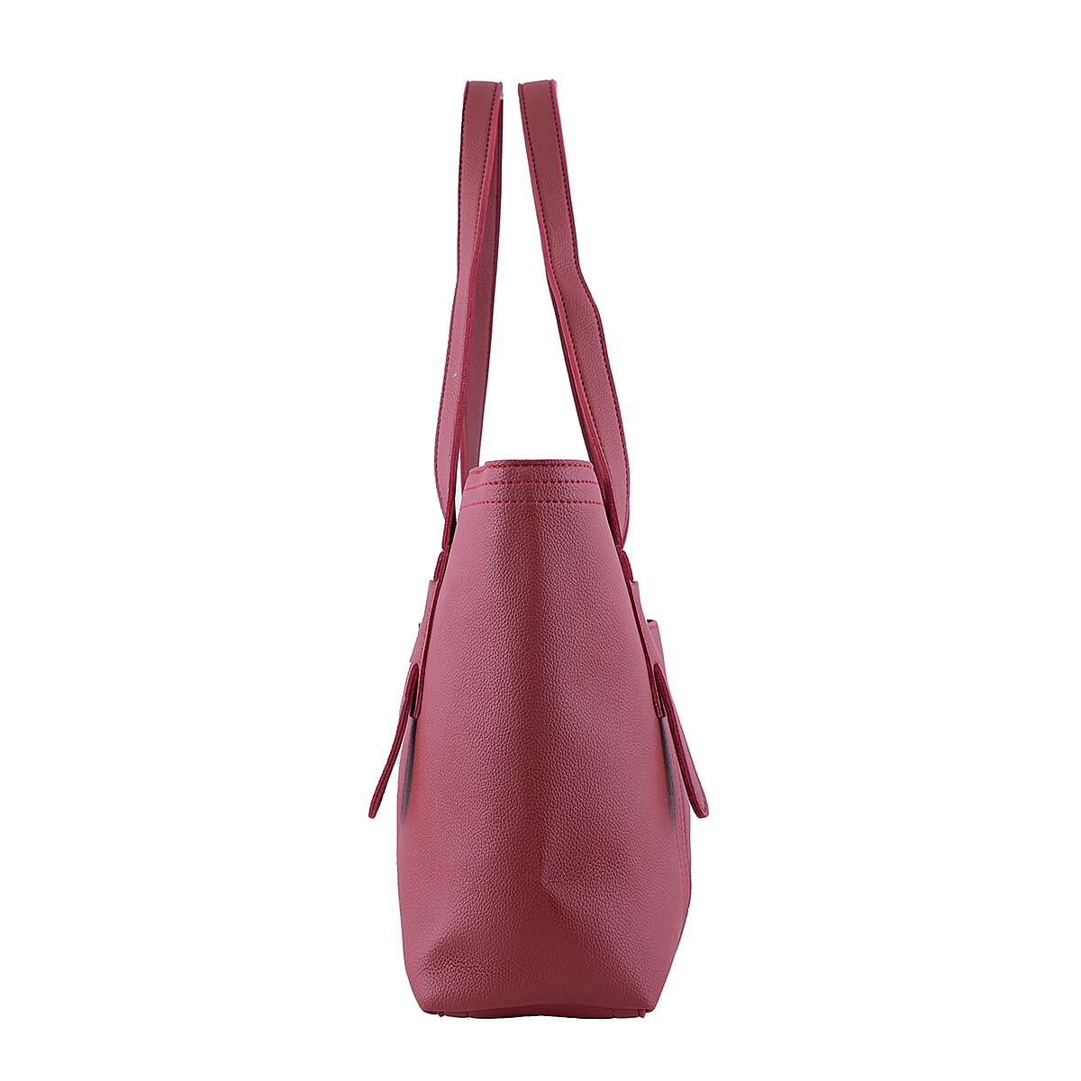 Passage Red Structured Faux Leather Tote Bag image number 4