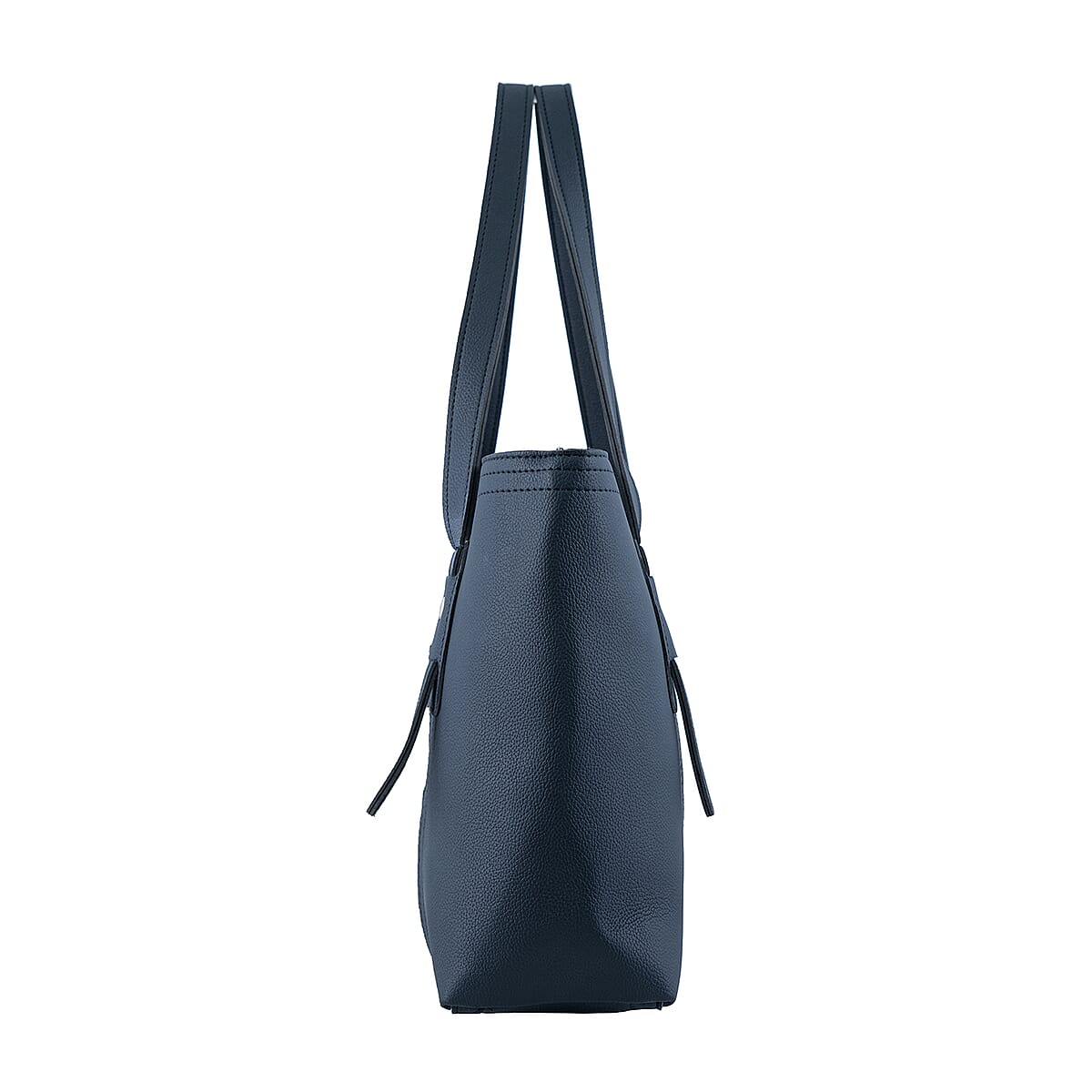 Passage Black Structured Faux Leather Tote Bag image number 4