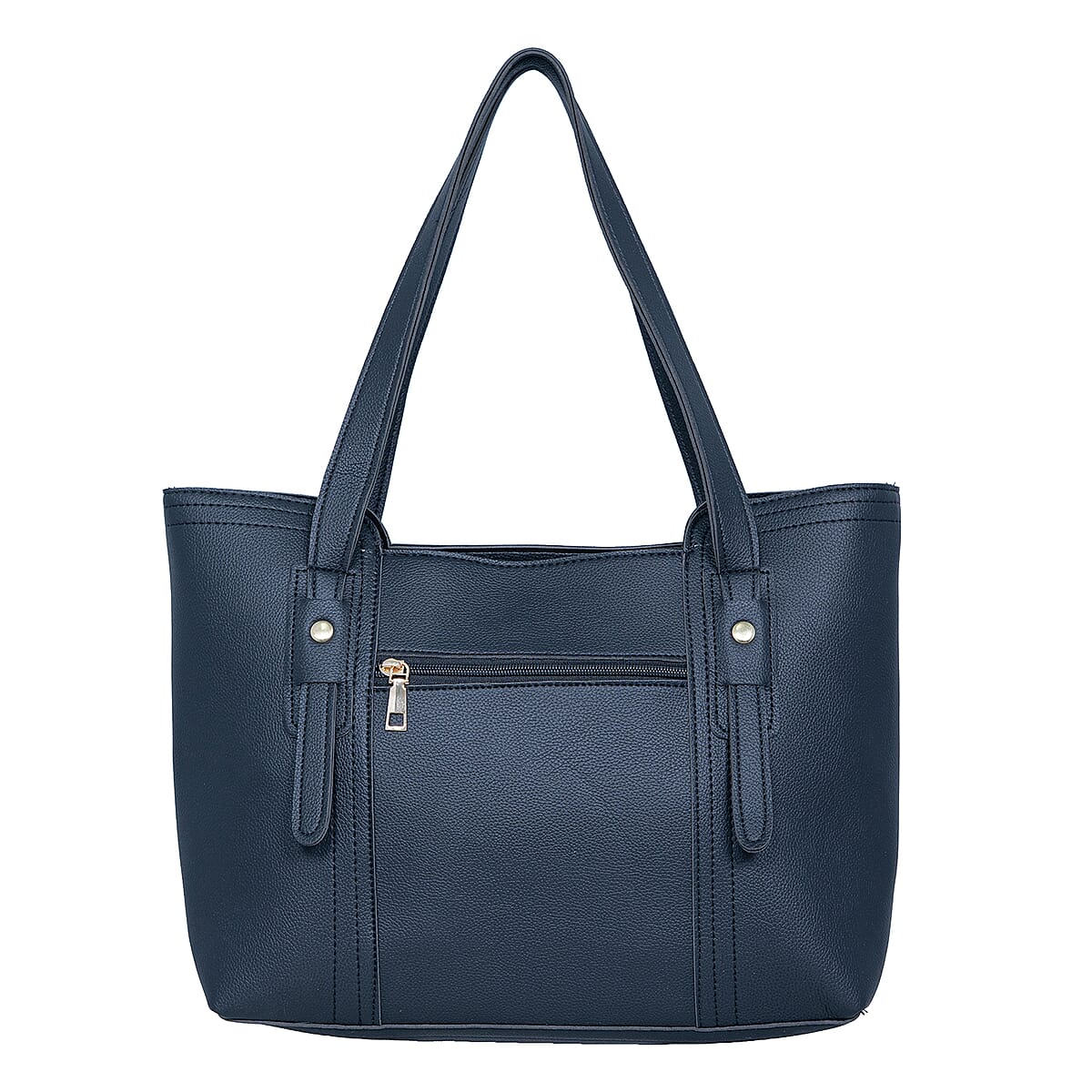 Passage Black Structured Faux Leather Tote Bag image number 5